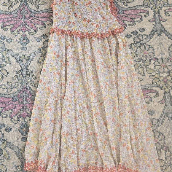 Floral Print Maxi Dress with Red Trim - Picture 3 of 6